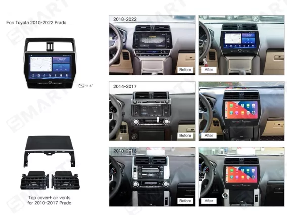 Магнітола для Toyota LC Prado 150 (2017-2023) - 11.6 дюйма 2K Андроїд CarPlay