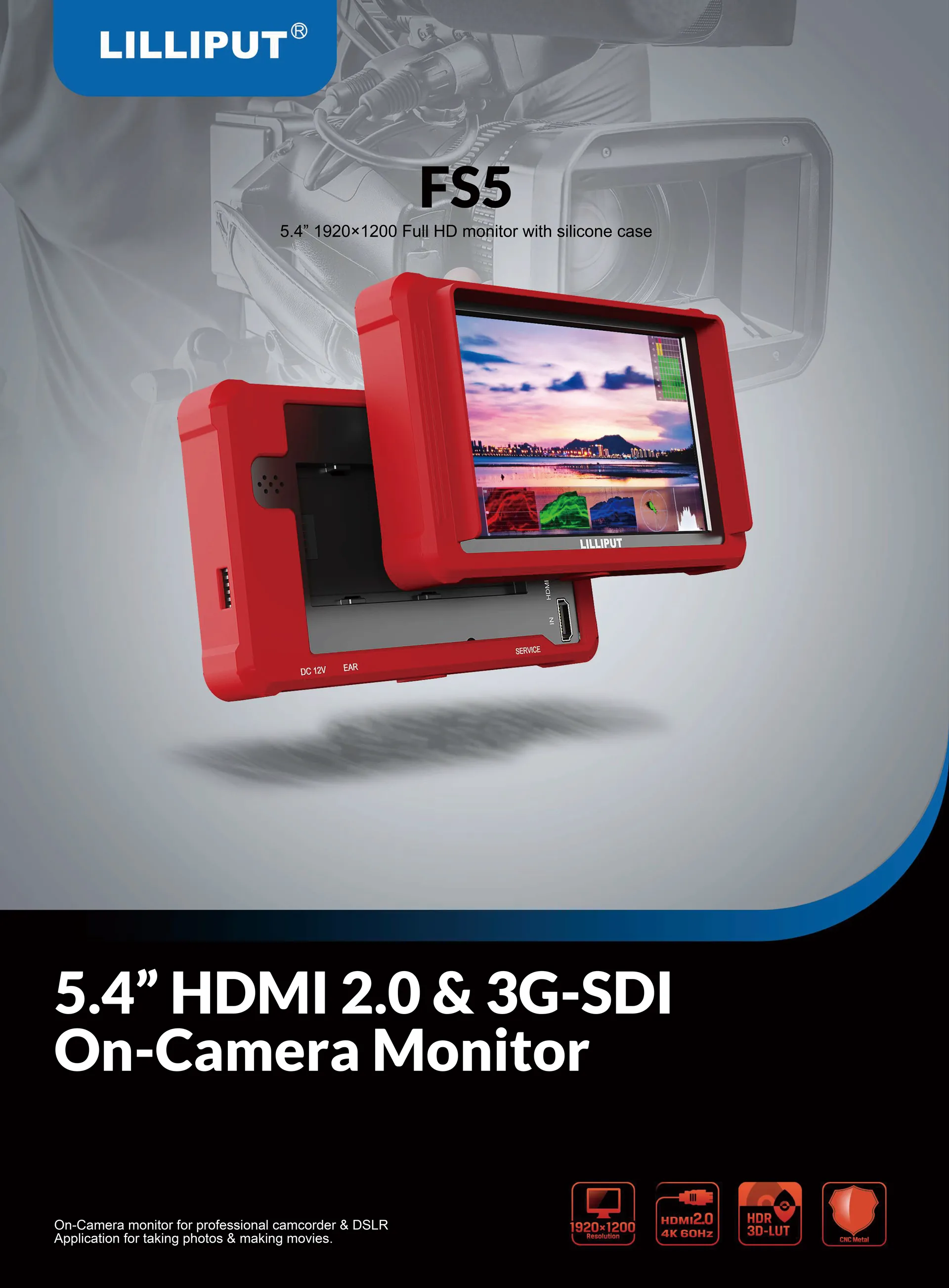 5.4 inch on-camera monitor