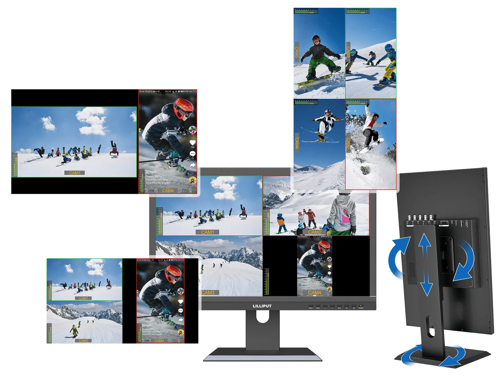 Live Stream Quad Split Multiview Monitor