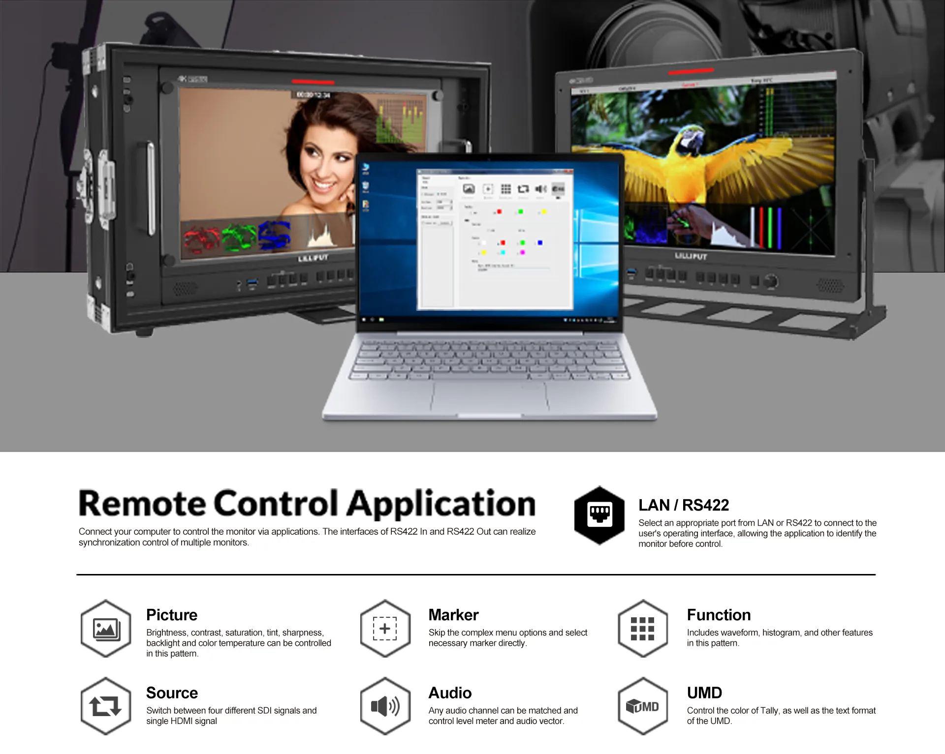 13.3 inch 12G-SDI broadcast studio monitor