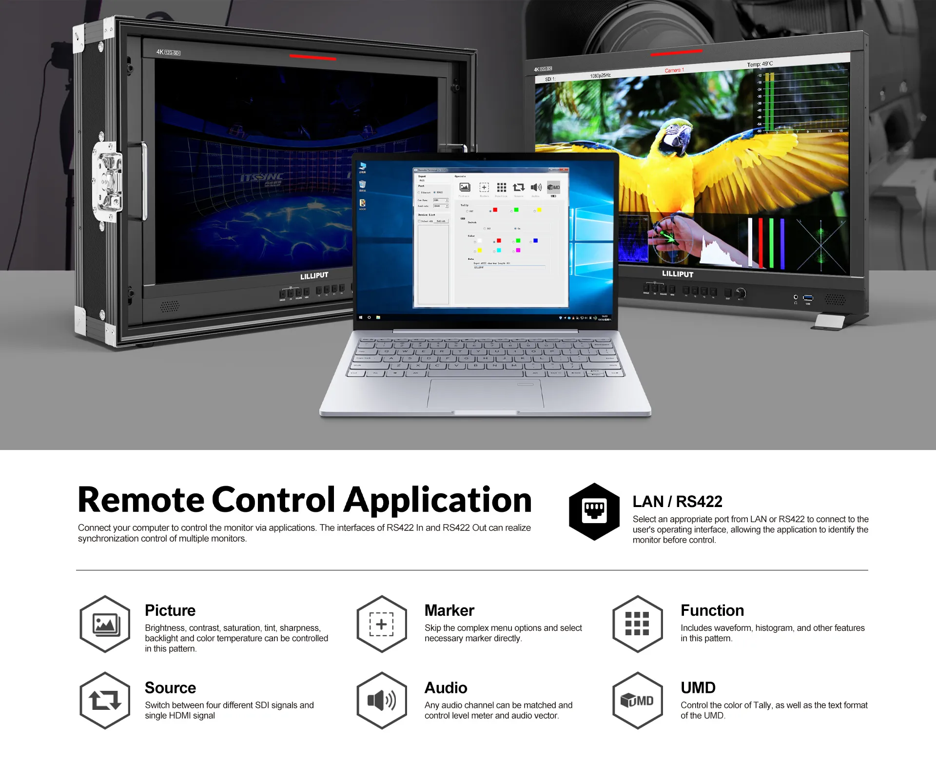 17.3 inch 12G-SDI professional production studio monitor