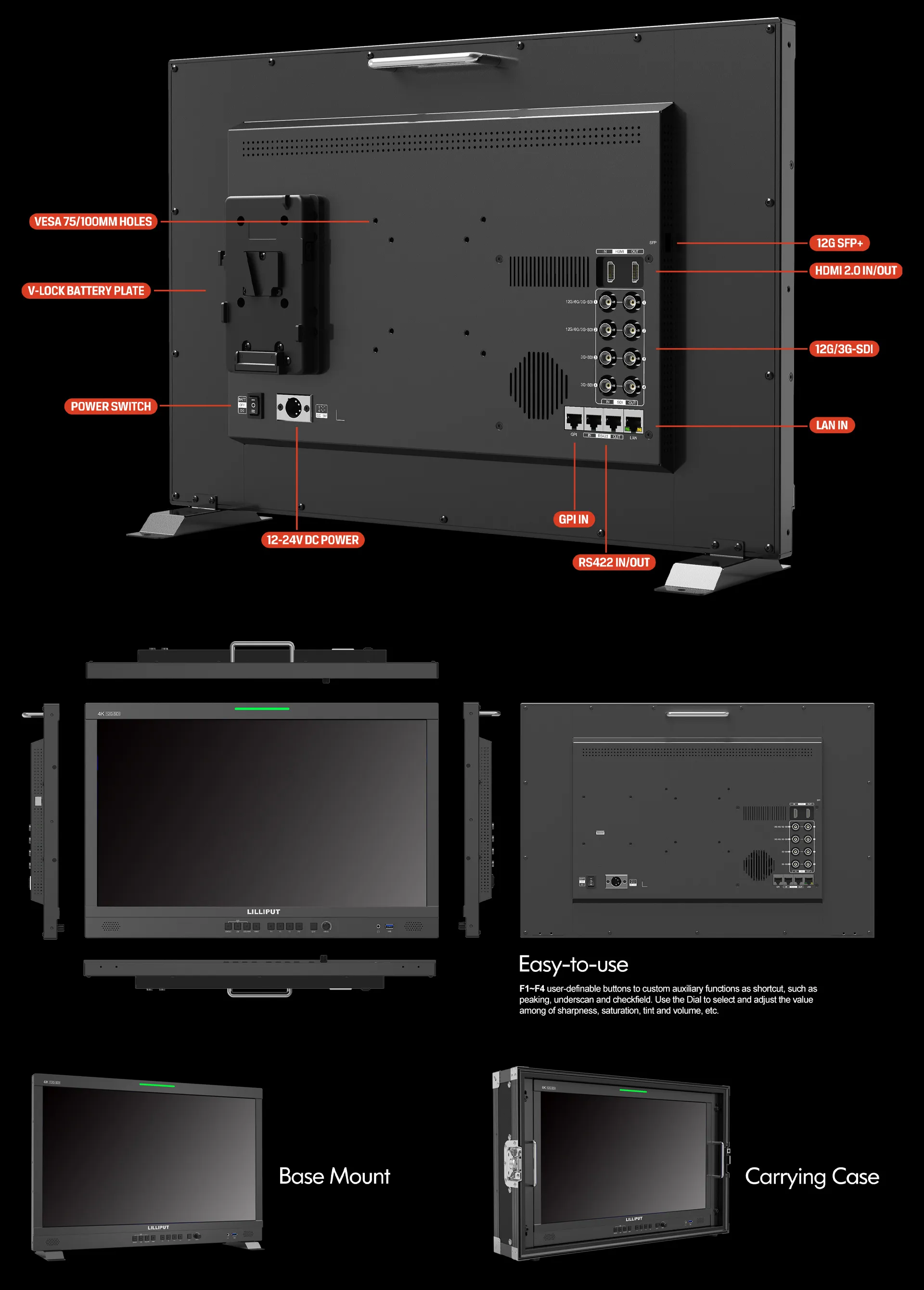 23.6 inch 12G-SDI professional production monitor