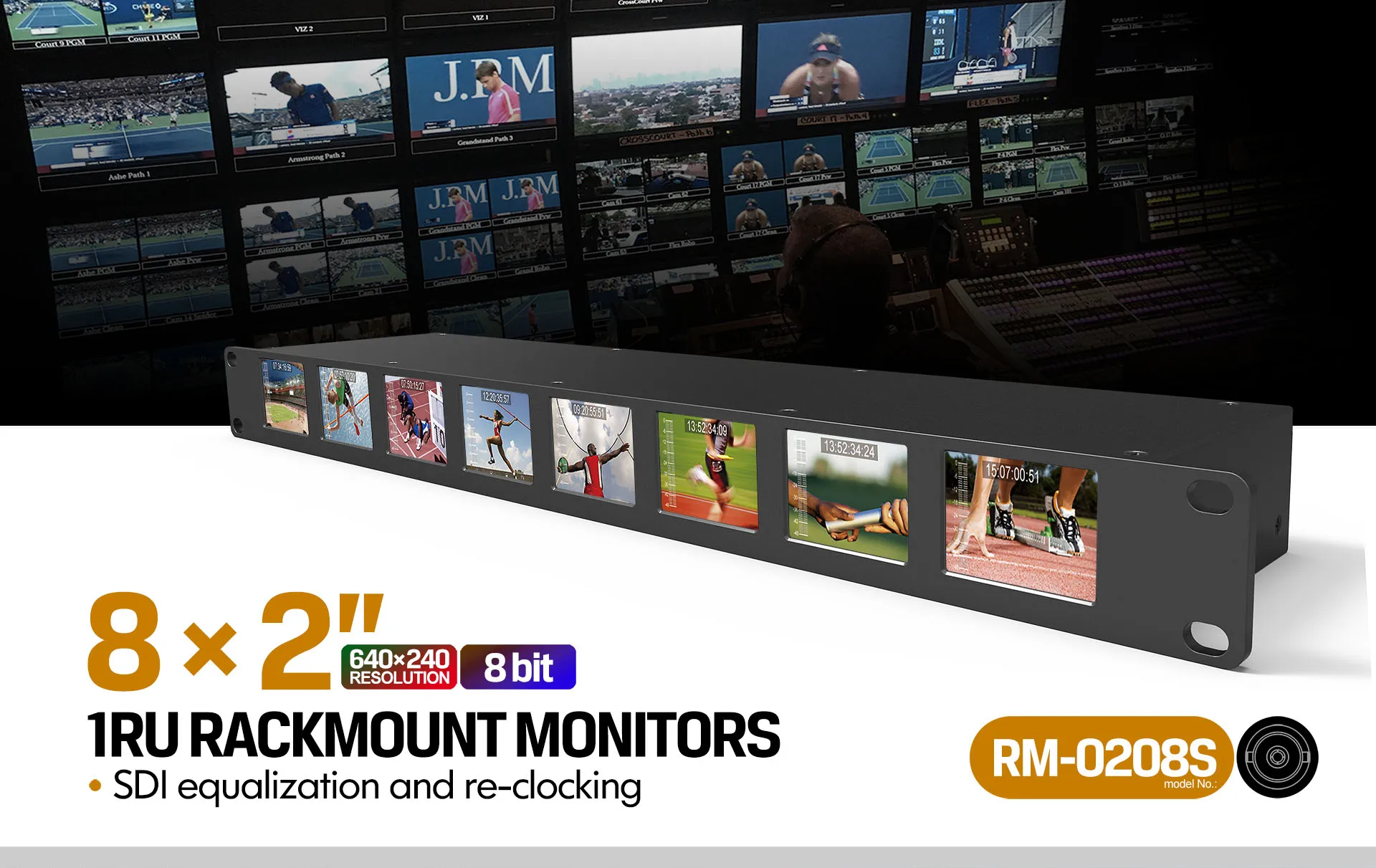 8×2 inch 1RU rackmount monitor