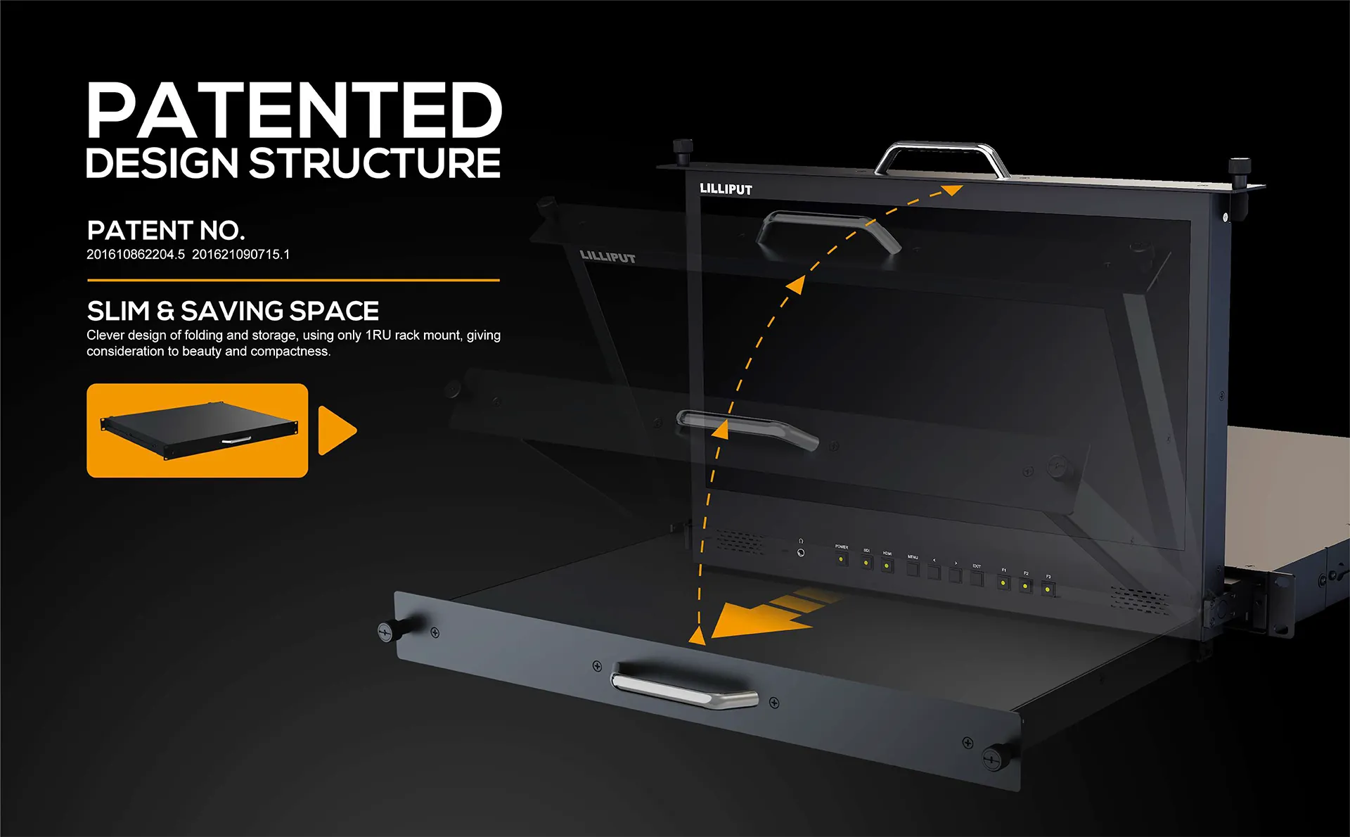 17.3 inch 3G-SDI 1RU Pull-out rackmount monitor