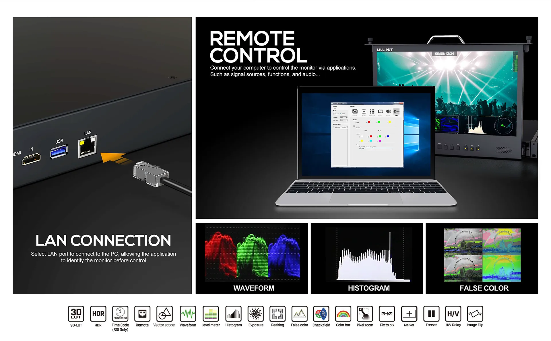 17.3 inch 3G-SDI 1RU Pull-out rackmount monitor