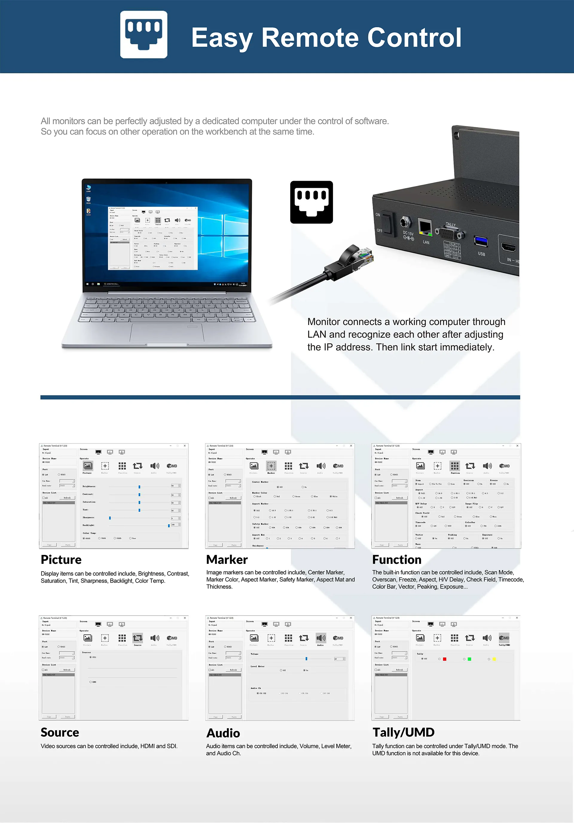 5 inch Full HD 2RU Rack Mount Monitor